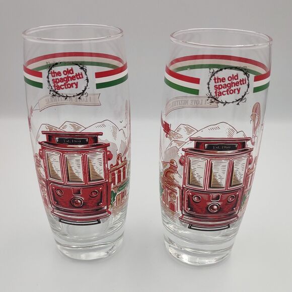 Old Spaghetti Factory I Love Mizithra Glasses Trolley Italian Gondola - Picture 1 of 8